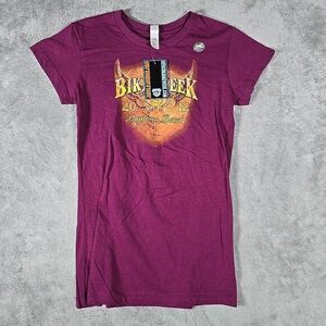 Bike Week Shirt Womens Medium Burgandy 2012 Daytona Beach Short‎ Sleeve Biker